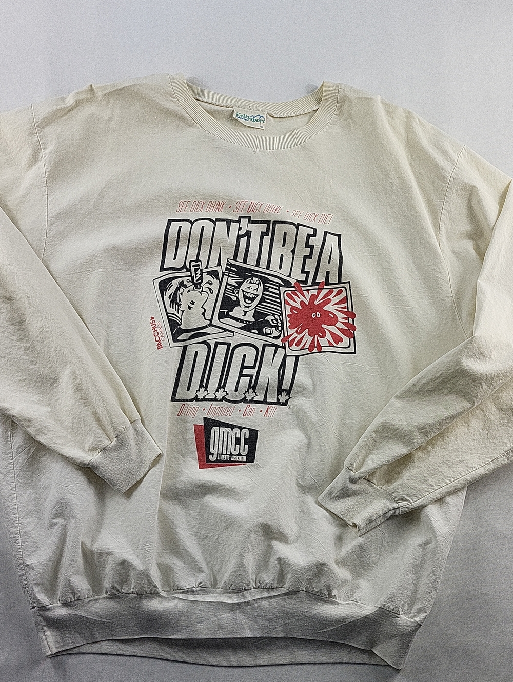 VTG 80s Kellysport BACCHUS Don't Be A Dick GMCC Graphic Longsleeve Tee Size L